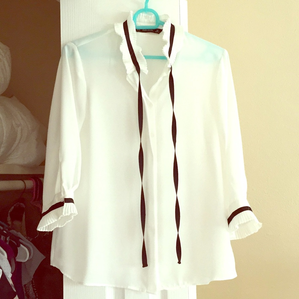 Zara basic white blouse